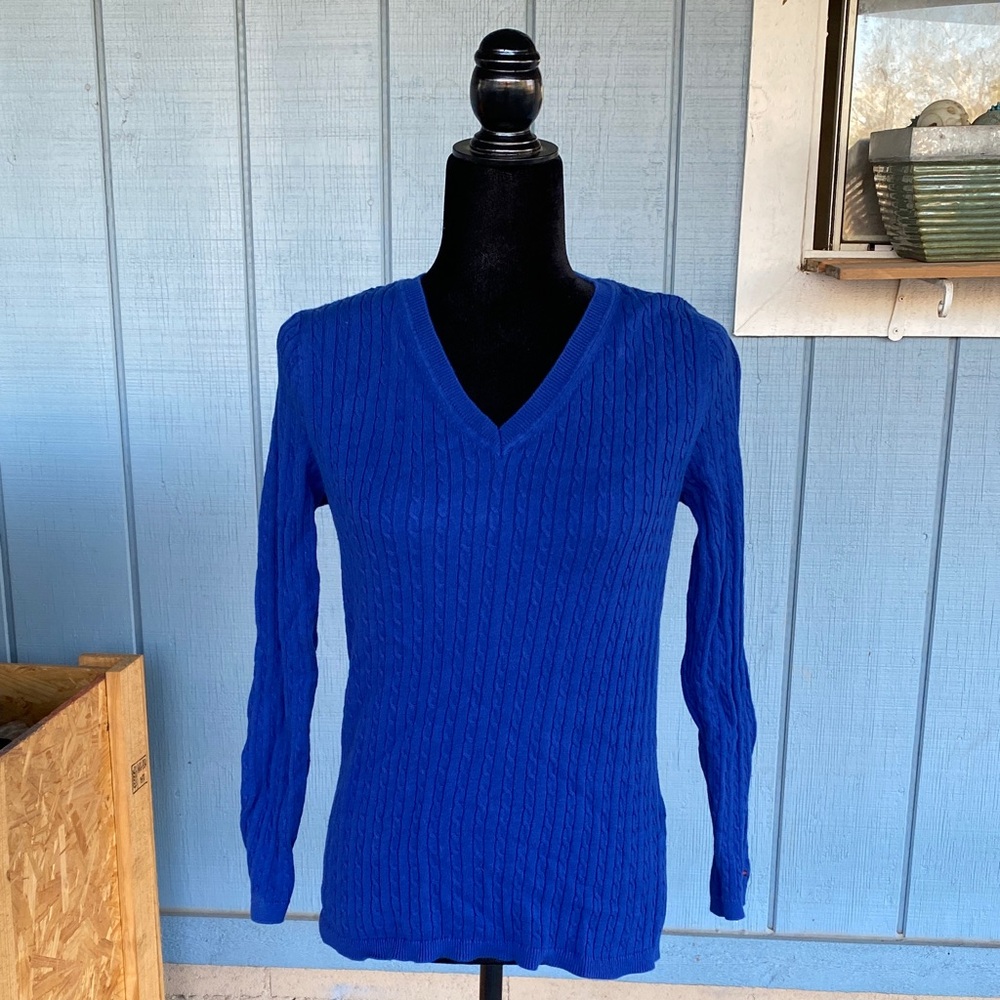 Tommy Hilfiger Blue V Neck Long Sleeve
